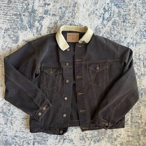 Vintage Arizona Jeans Brown Denim Corduroy Trucker Jacket Mens Medium
